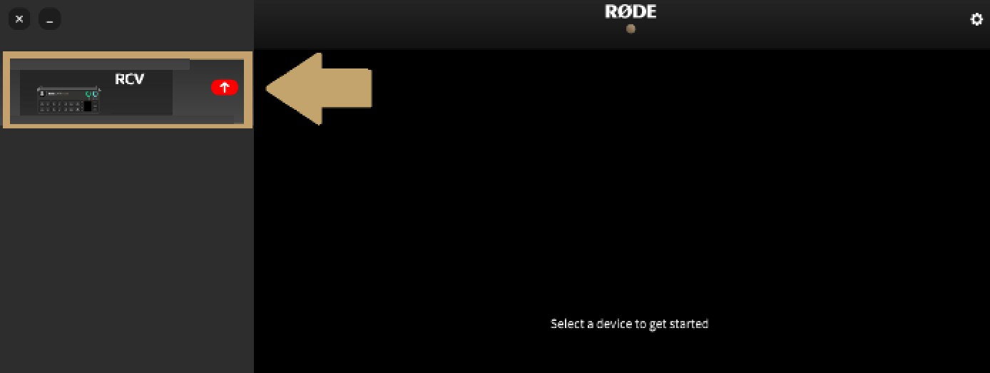 Красная стрелка обновления прошивки в приложении RODECaster