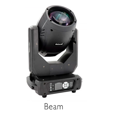 Световая голова Beam &mdash; узкий яркий луч для сценического освещения и шоу, лучевая графика в тумане на мероприятии.