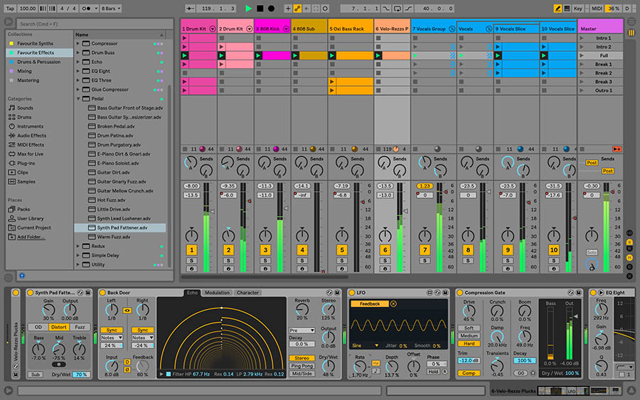 Интерфейс Ableton Live 10