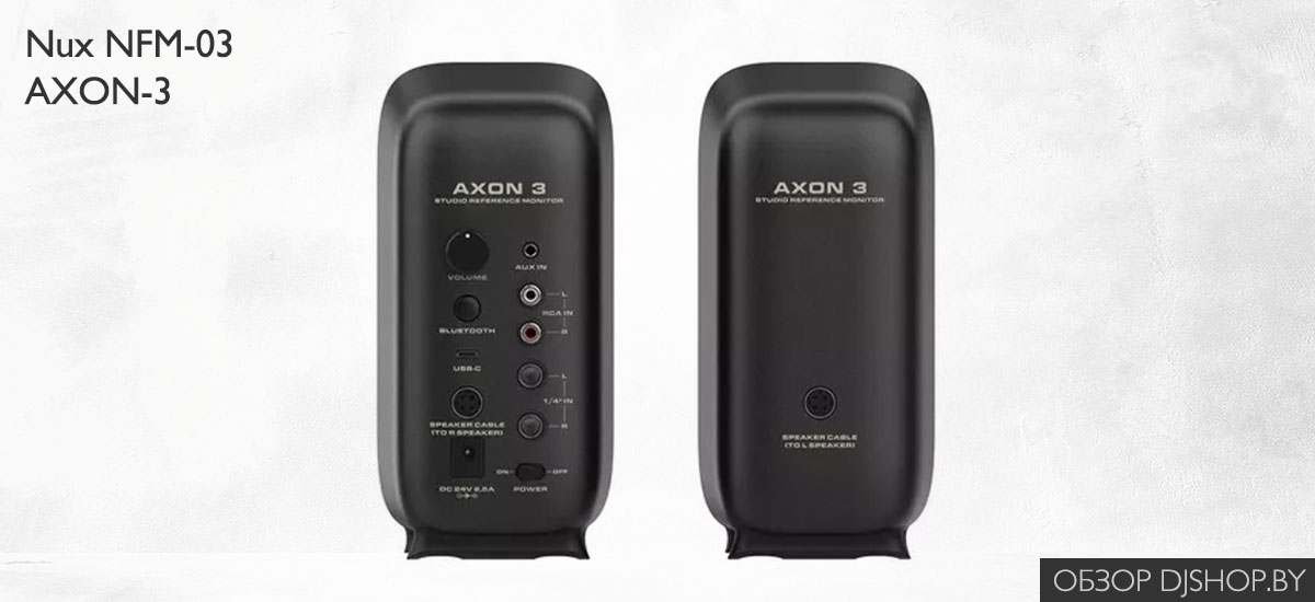 Задняя панель активной настольной пары с USB-C RCA AUX и входами 1/4 дюйма
