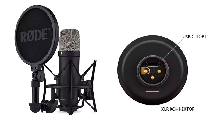 USB-микрофон RODE 2-в-1 &mdash;&nbsp;подключение по XLR коннектору или через USB-C