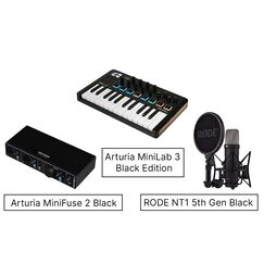 RODE NT1 5th Generation Black + Arturia MiniFuse 2 Black + Arturia MiniLab 3 Black Edition