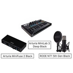 RODE NT1 5th Generation Black + Arturia MiniFuse 2 Black + Arturia MiniLab 3 Deep Black
