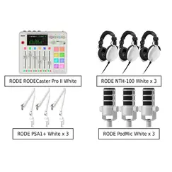 RODE Caster Pro II White + RODE PodMic White x3 + RODE NTH-100 White x3 + RODE PSA1+ White x3