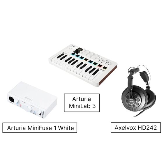 Arturia MiniFuse 1 White + Arturia MiniLab 3 + Axelvox HD242