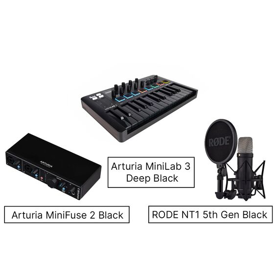RODE NT1 5th Generation Black + Arturia MiniFuse 2 Black + Arturia MiniLab 3 Deep Black