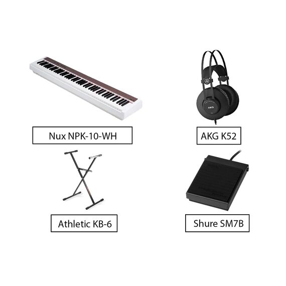 Nux NPK-10-WH + Athletic KB-6 + AKG K52 + Musedo TB-004 Комплект пианистаNux NPK-10-WH + Athletic KB-6 + AKG K52 + Musedo TB-004 Комплект пианиста