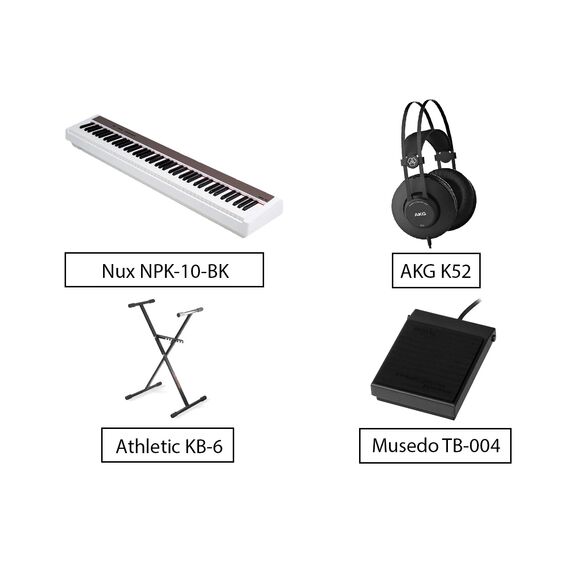 Nux NPK-10-WH + Athletic KB-6 + AKG K52 + Musedo TB-004 Комплект пианиста Nux NPK-10-WH + Athletic KB-6 + AKG K52 + Musedo TB-004 Комплект пианиста