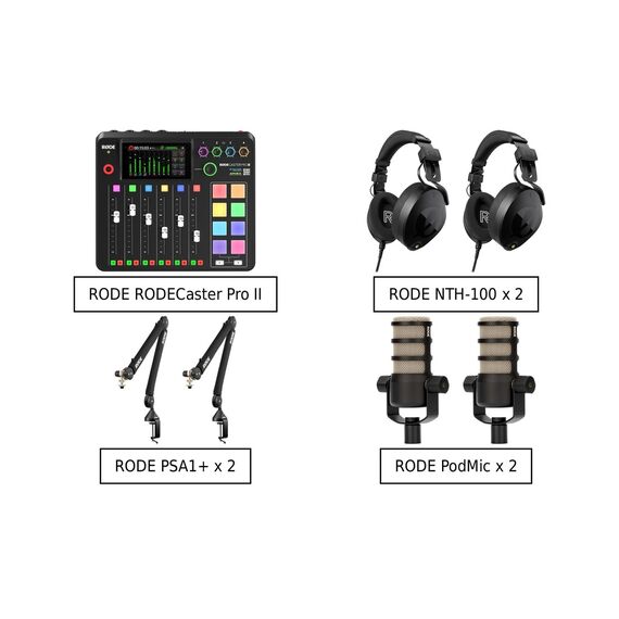 RODE Caster Pro II + RODE PodMic (2) + RODE PSA1+ (2) + RODE NTH-100 (2)