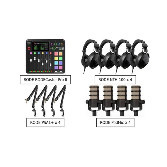 RODE Caster Pro II + RODE PodMic x4 + RODE PSA1+ x4 + RODE NTH-100 x4
