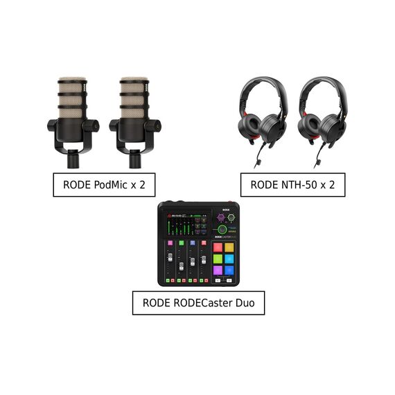 RODE PodMic (2) + RODE Caster Duo + RODE NTH-50 (2)